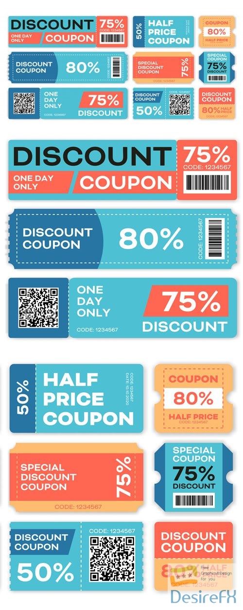 Special Offers and Promo Vouchers Vector Templates Set