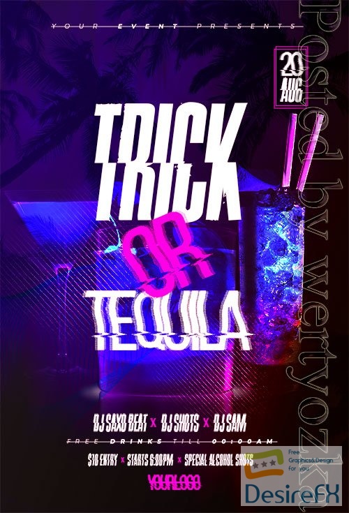Trick or Tequila Flyer PSD Template