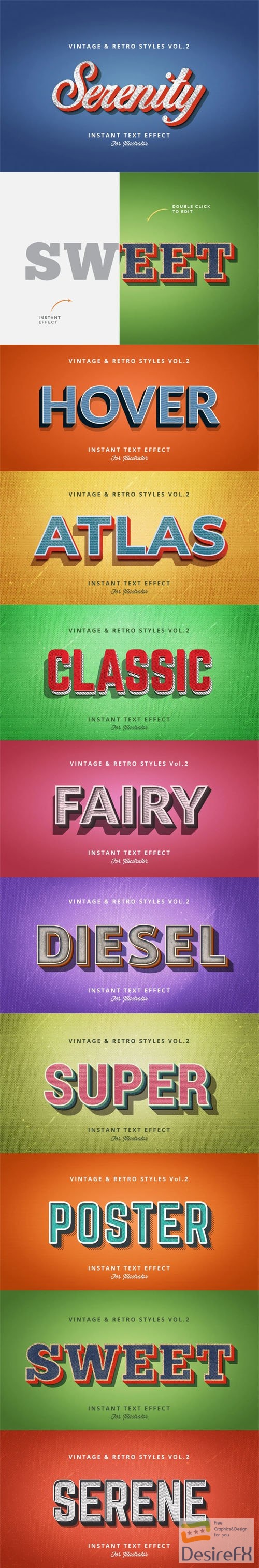 Vintage and Retro Graphic Styles Vol.2 for Adobe Illustrator