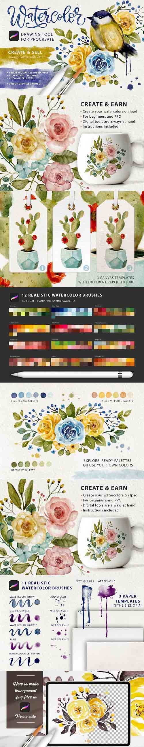 Watercolor Tool Kit for Procreate - 5949386