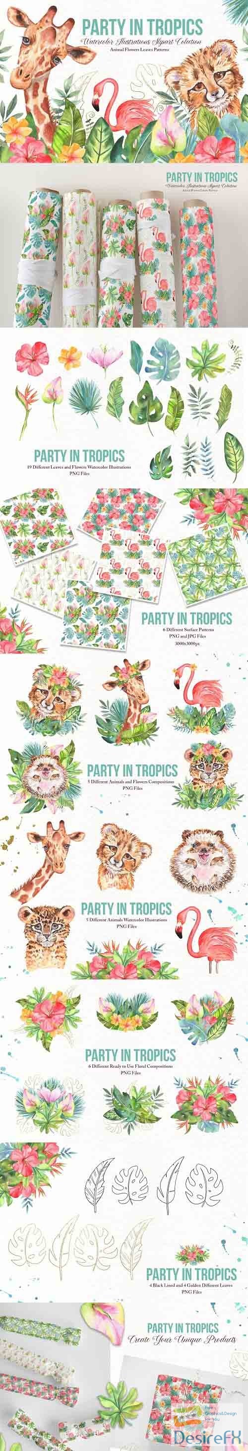 Watercolor Tropical Party - 6091590
