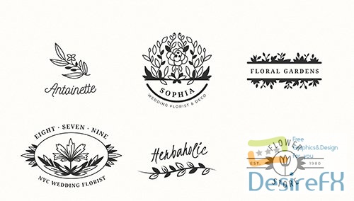 Wedding florist logo templates collection
