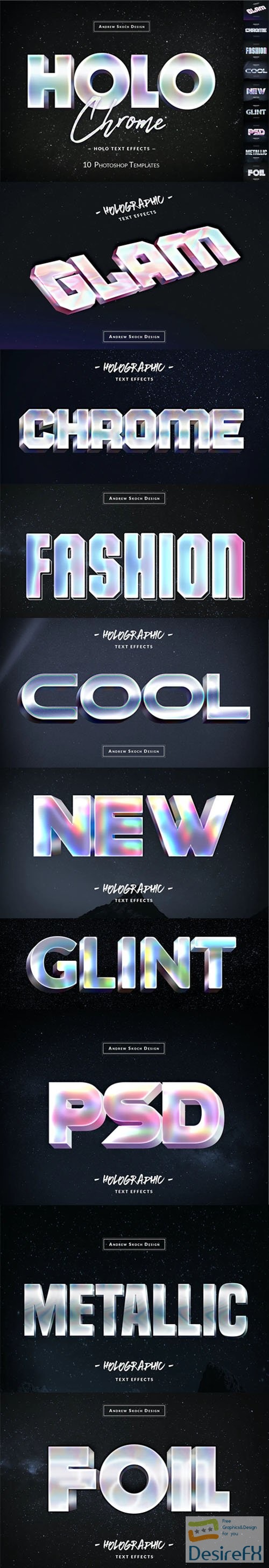 10 Holochrome Photoshop Text Effects Templates