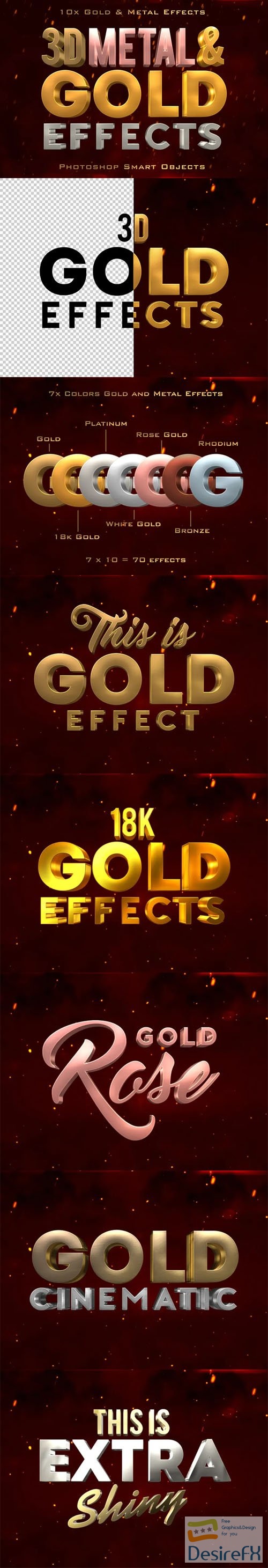 10x 3D Metal &amp; Gold Effects for Photoshop