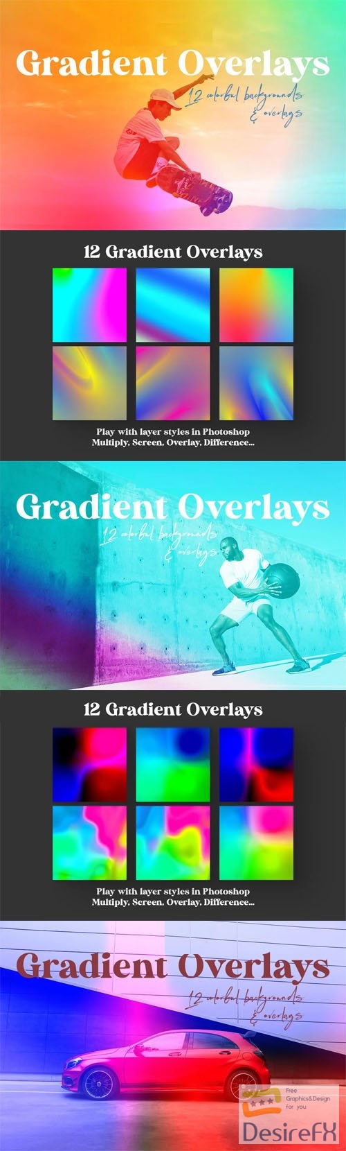 12 Colorful Gradient Overlays &amp; Backgrounds