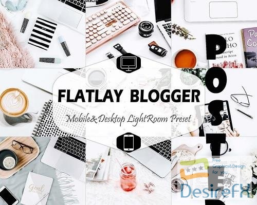 17 Flatlay Blogger Mobile & Desktop Lightroom Presets, Bright LR Preset