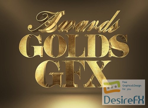 3D Gold Text Effect PSD Design Template