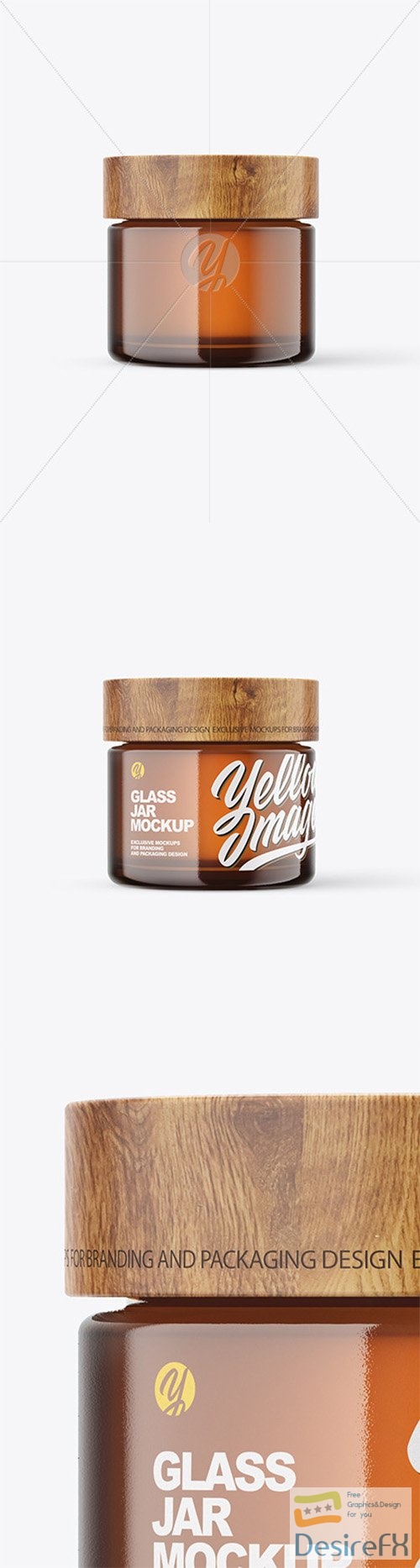 60ml Amber Glass Jar W/ Wooden Lid Mockup 80175 TIF