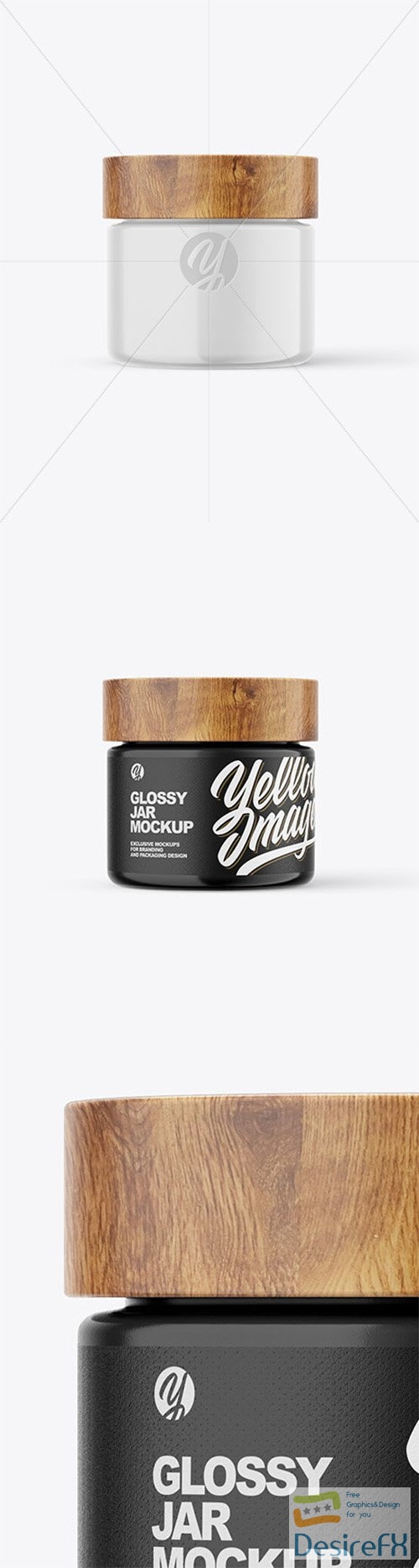 60ml Glossy Jar W/ Wooden Lid Mockup 80016 TIF