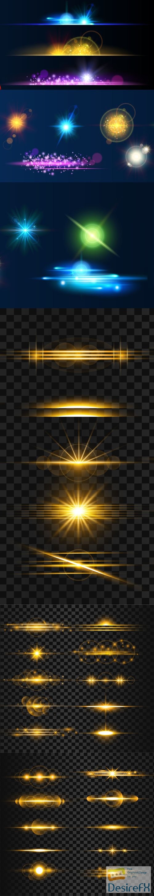 8 Realistic Light Effects Vector Templates