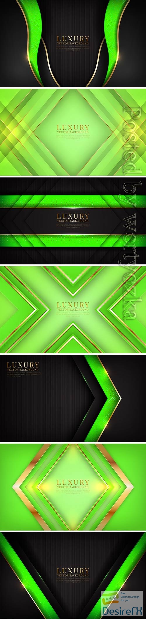 Abstract 3d green luxury background overlap layer with golden metallic lines effect