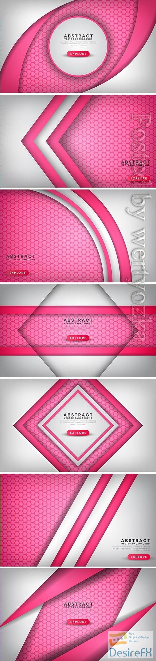 Abstract luxury white and pink background with hexagon patterns