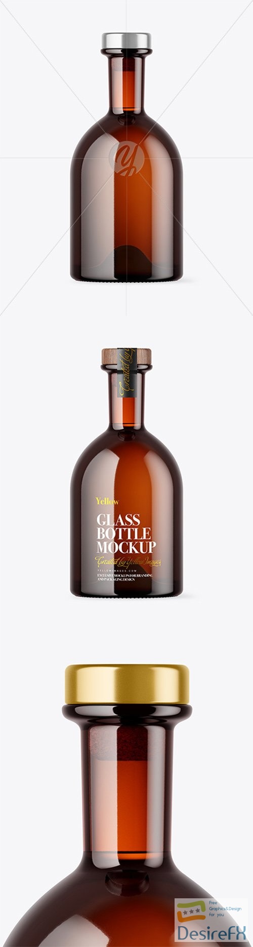 Amber Glass Bottle with Wooden Cap Mockup 79664 TIF