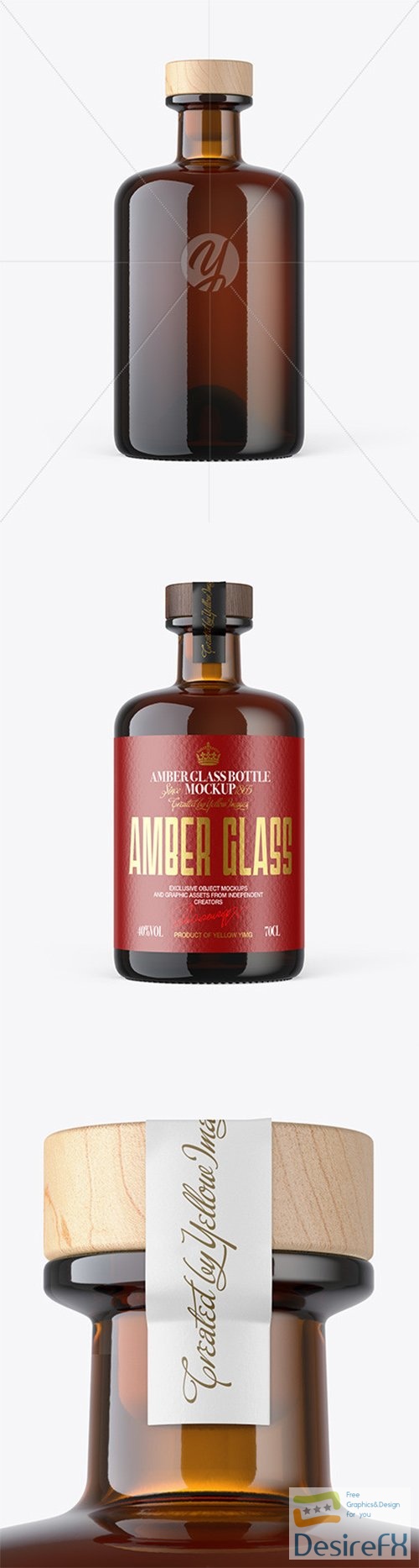 Amber Glass Bottle with Wooden Cap Mockup 79768 TIF