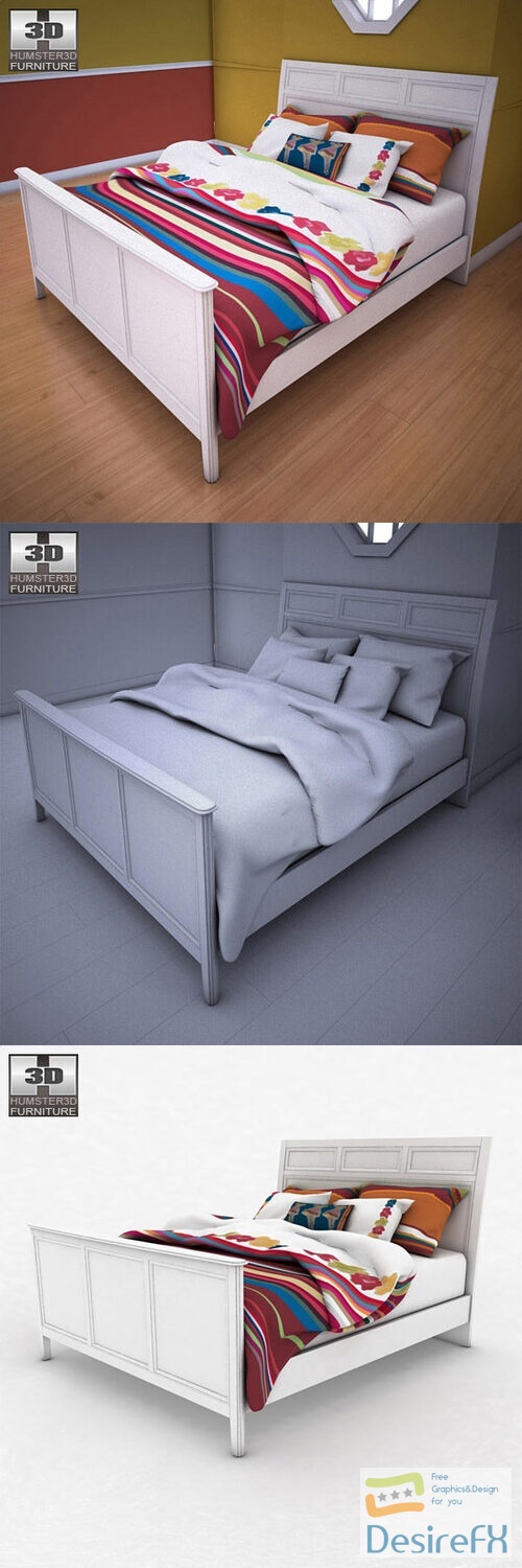 Ashley Caspian Panel Bed 3D Model