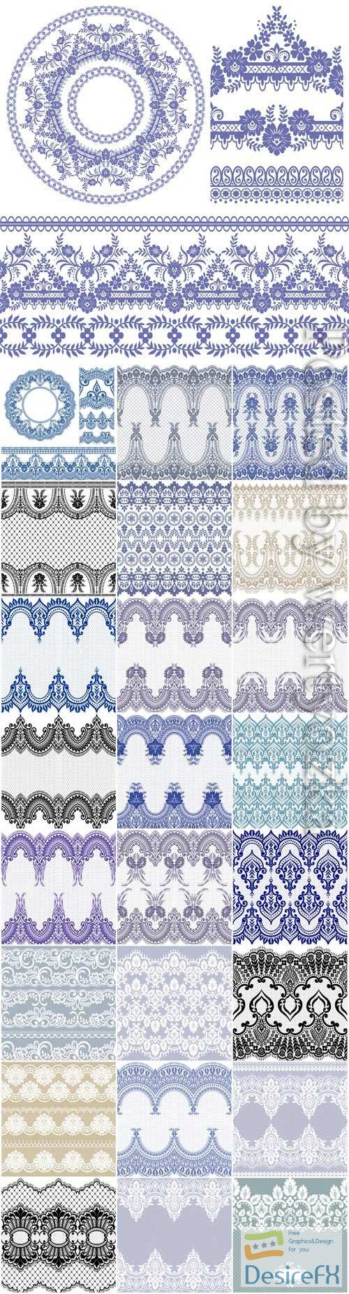 Backgrounds with lace beautiful patterns in vector