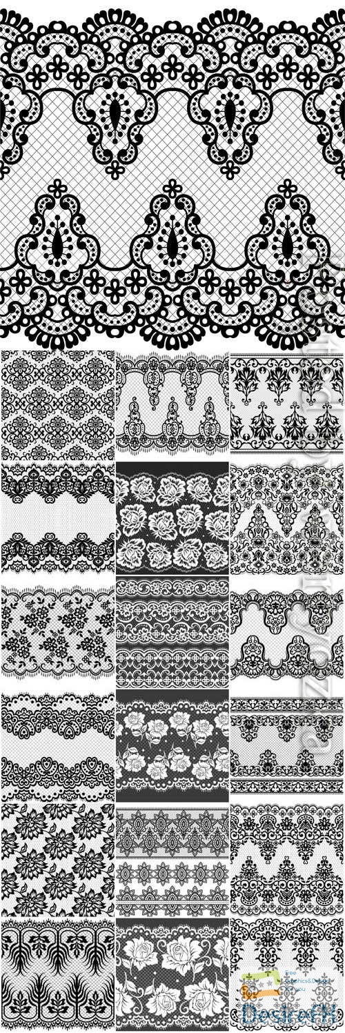 Black and white lace patterns in vector