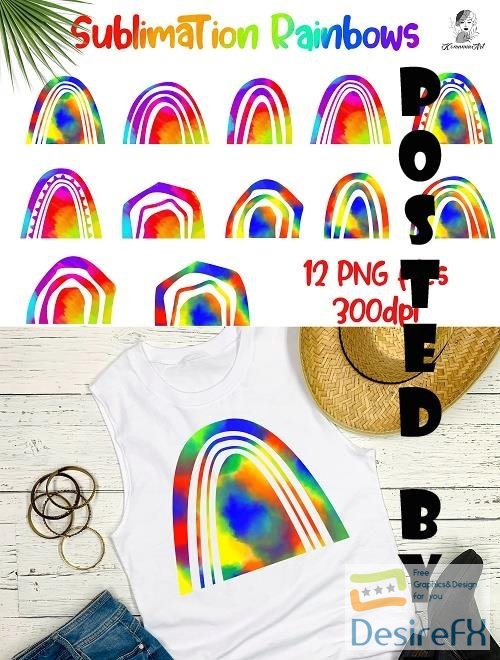Bright Rainbows clipart / Sublimation Bundle PNG - 1367155