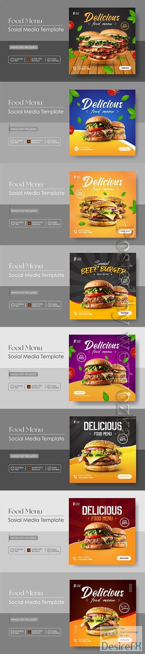 Burger food sosial media promotion and instagram design template