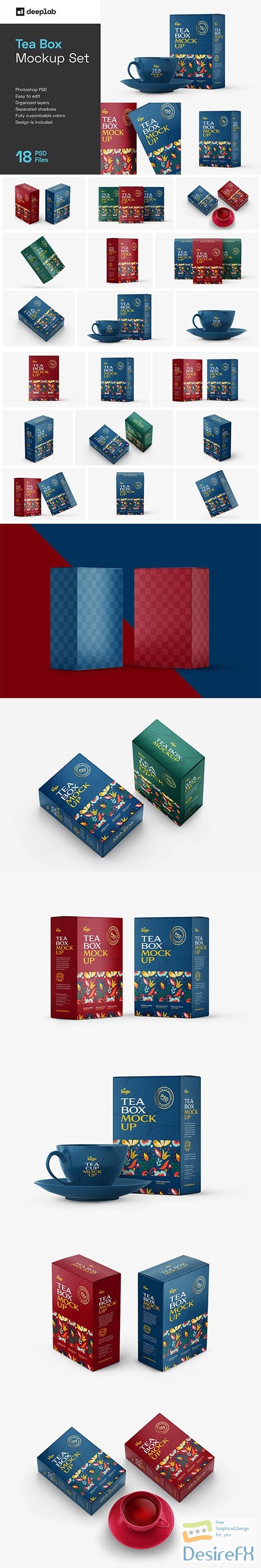 CreativeMarket - Tea Box Packaging Mockup Set 5971990