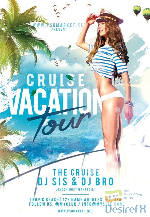 Cruise Vacation Tour Flyer PSD Template