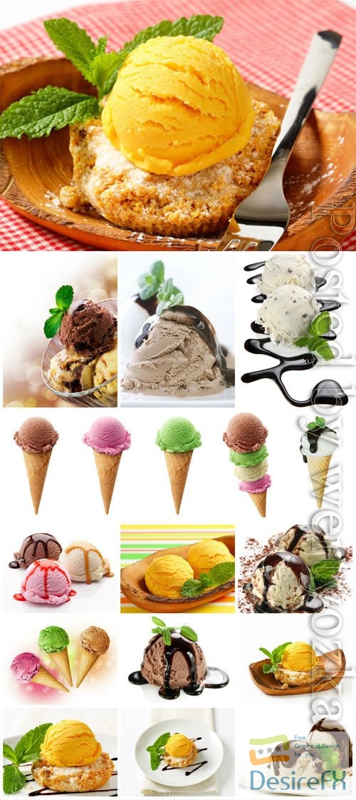 Different types of ice cream stock photo