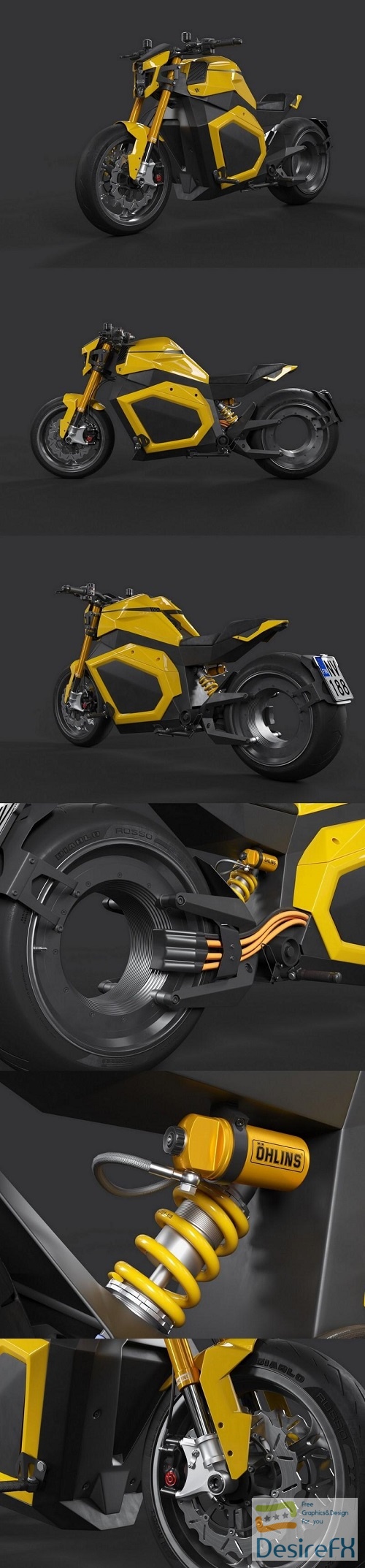 Electric motorcycle 3D Model