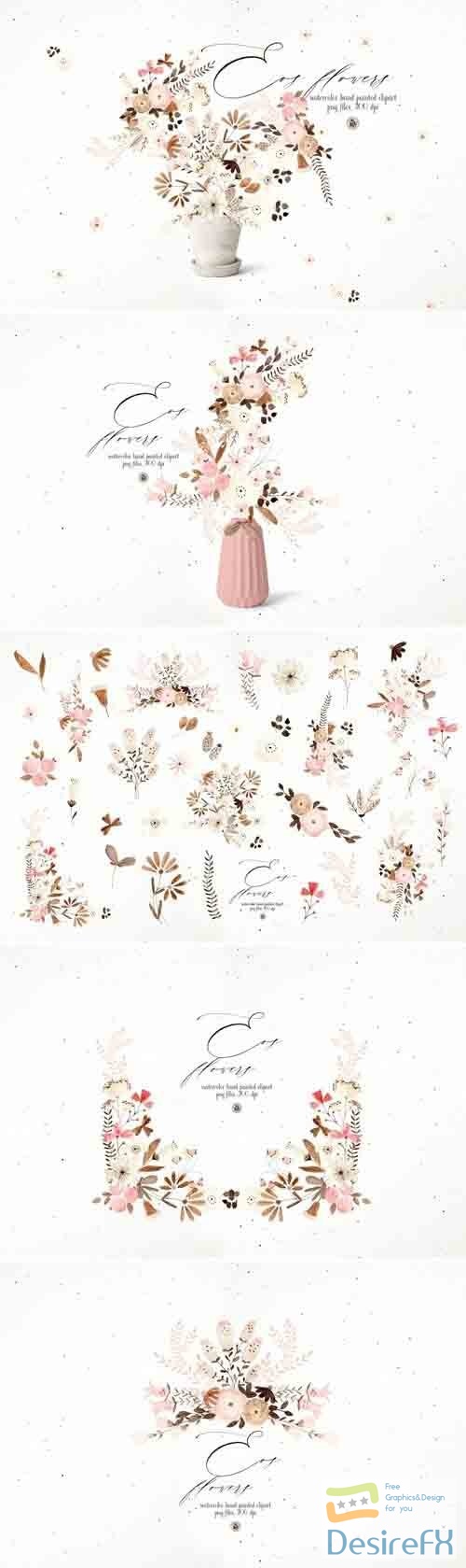 Eos Flowers - watercolor clipart - 6093852