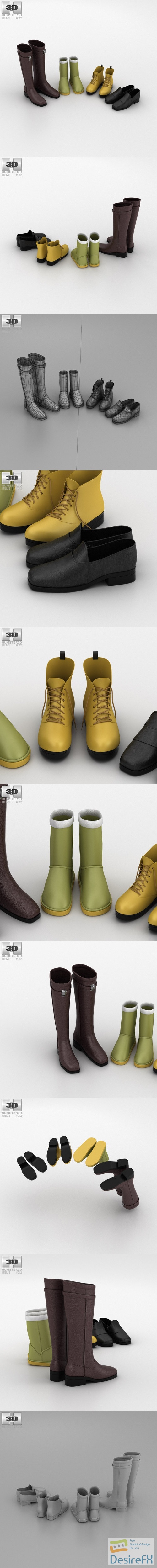 Footwear Set Winter 3D Model