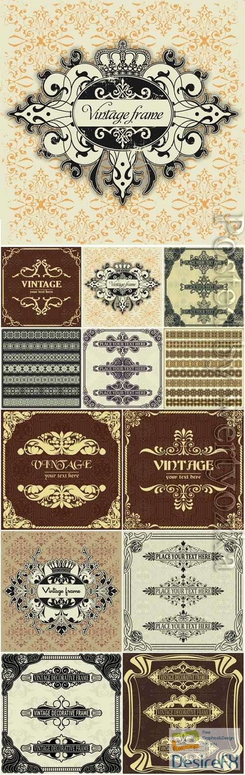 Frames and vintage backgrounds in vector