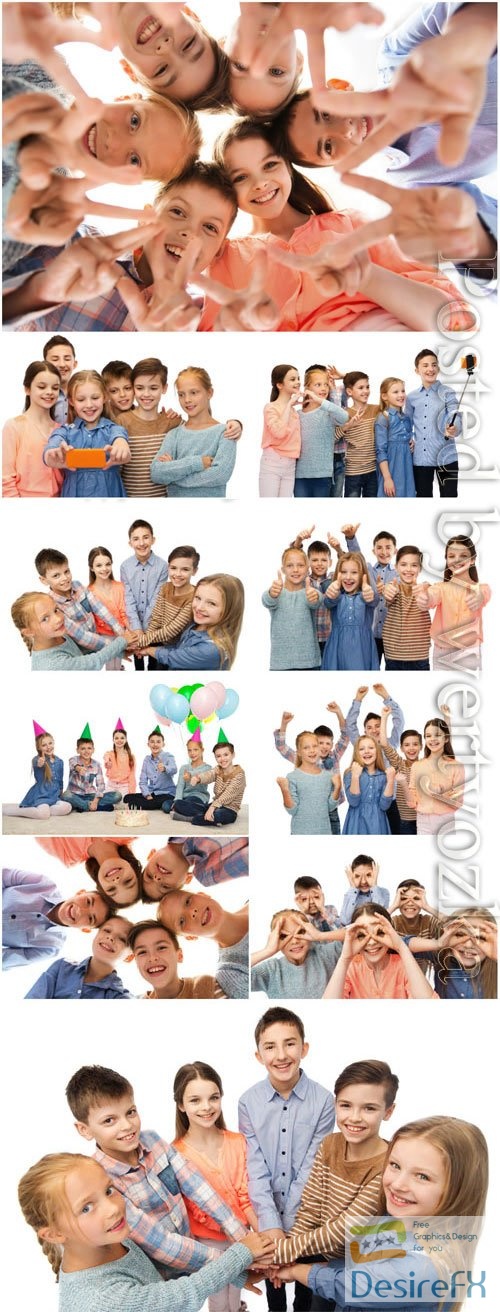 Group of friendly cheerful children stock photo