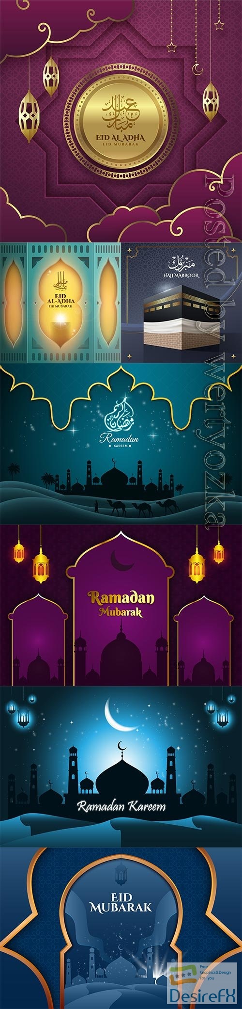 Islamic hajj pilgrimage, Ramadan kareem, eid al adha vector illustration