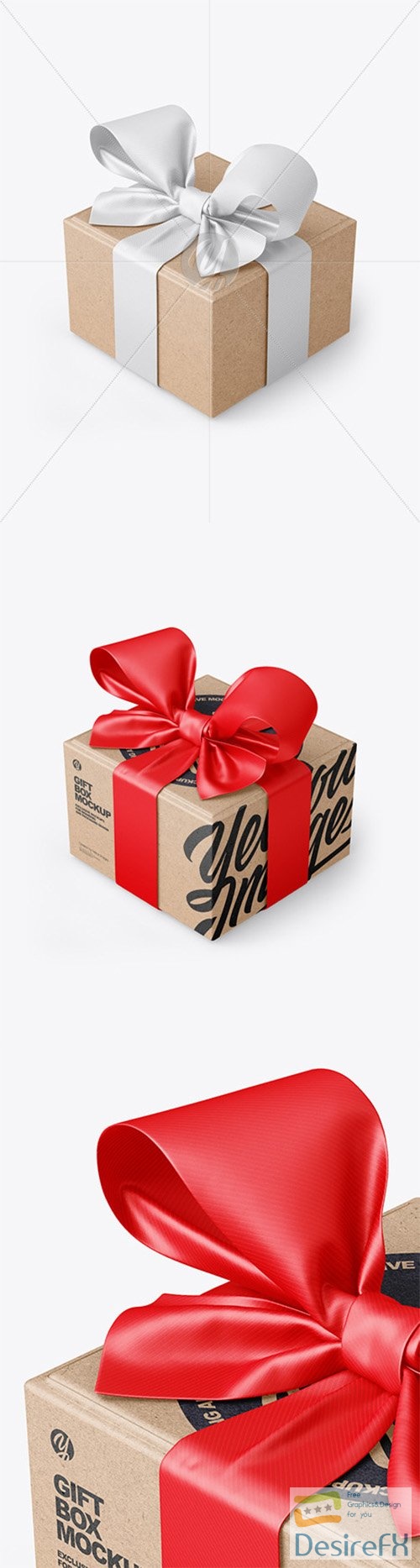 Kraft Paper Gift Box With Tied Bow Mockup 79780 TIF