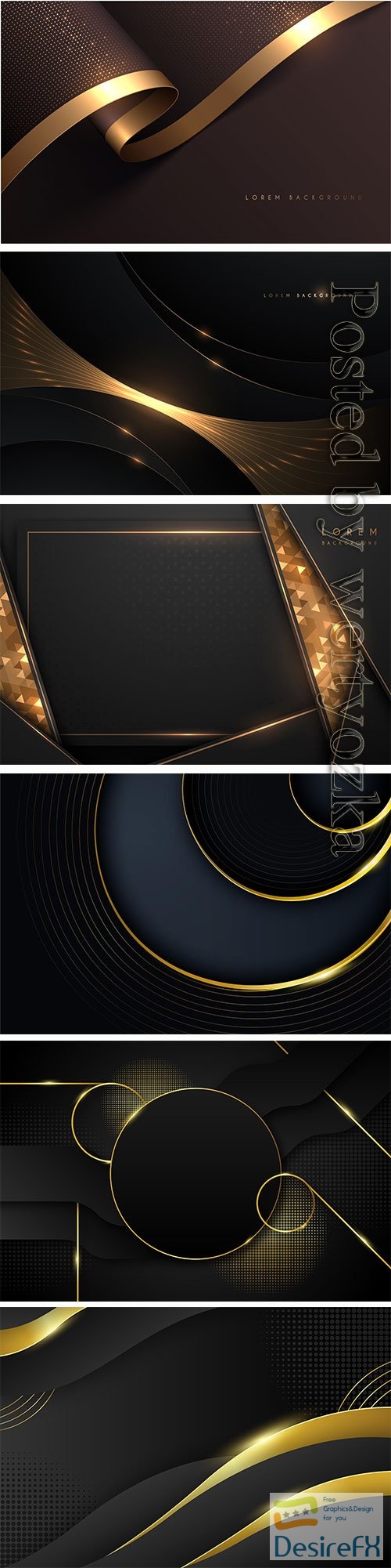 Luxury black abstract background with golden lines