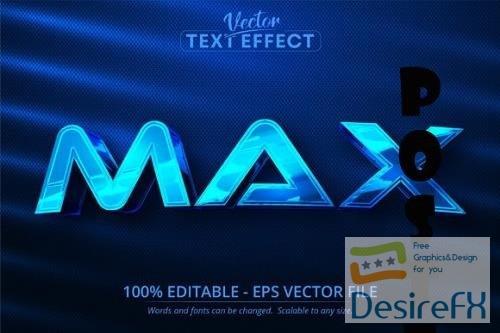 Max text, Blue Chrome Editable Text Effect