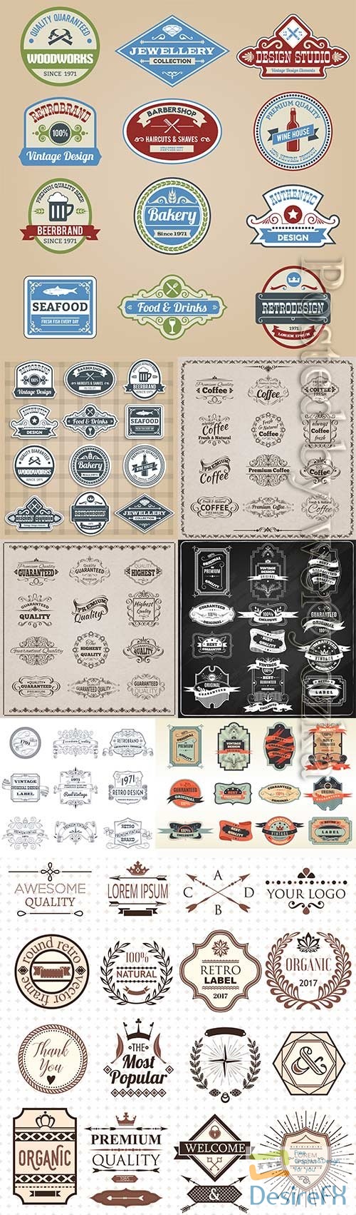 Original retro labels emblems collection