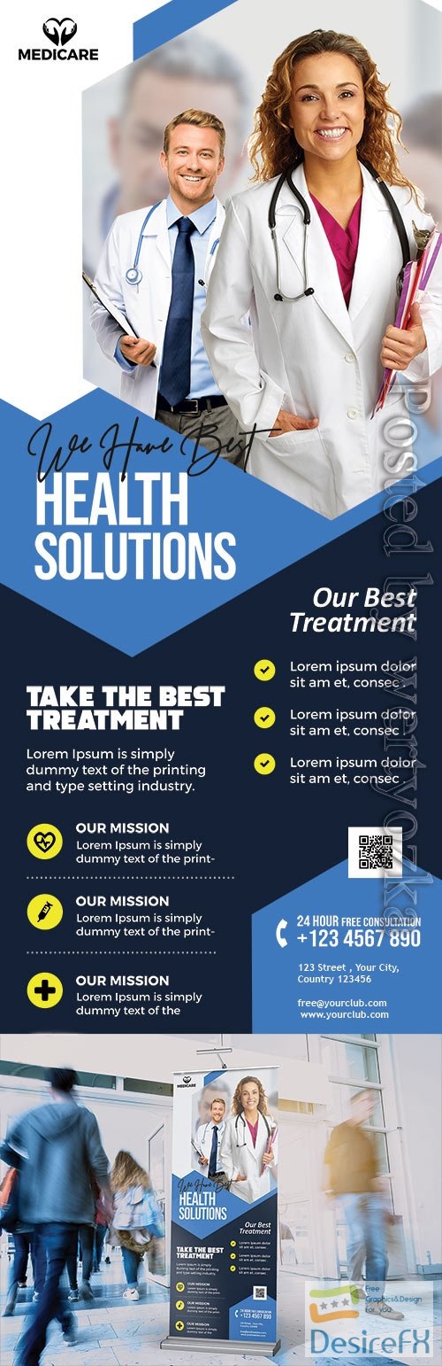 Premium Health Care Business Roll-Up Banner PSD