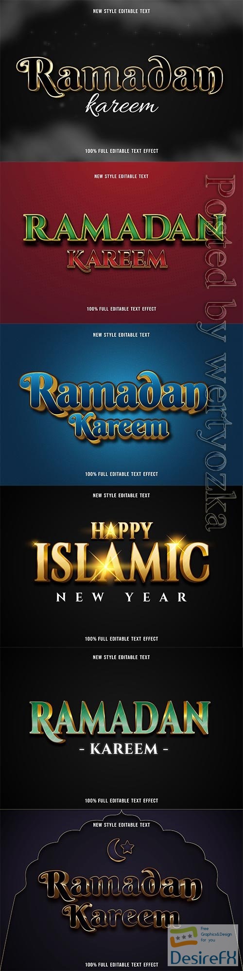 Ramadan kareem, eid mubarak vector text effect vol 4