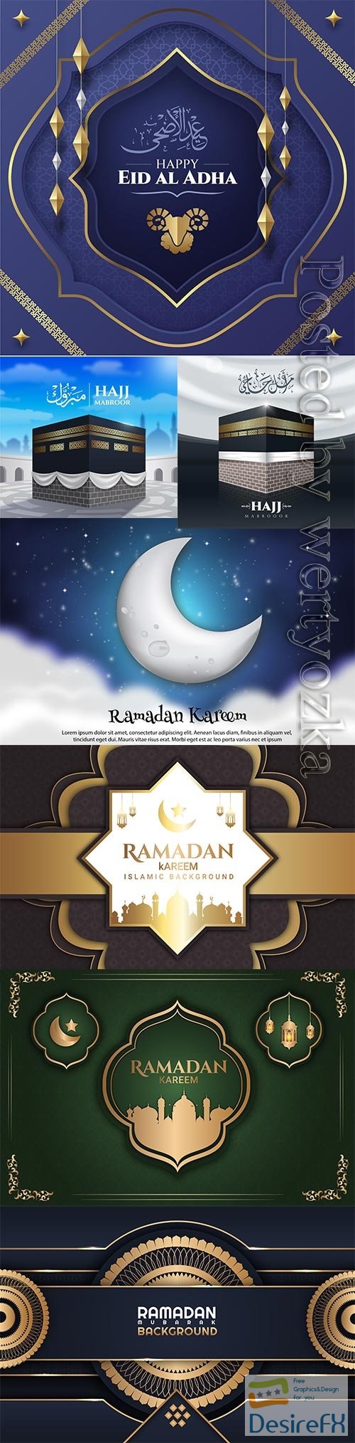 Ramadan kareem, islamic hajj pilgrimage vector illustration