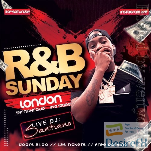 R&amp;B Club Party Flyer PSD Template
