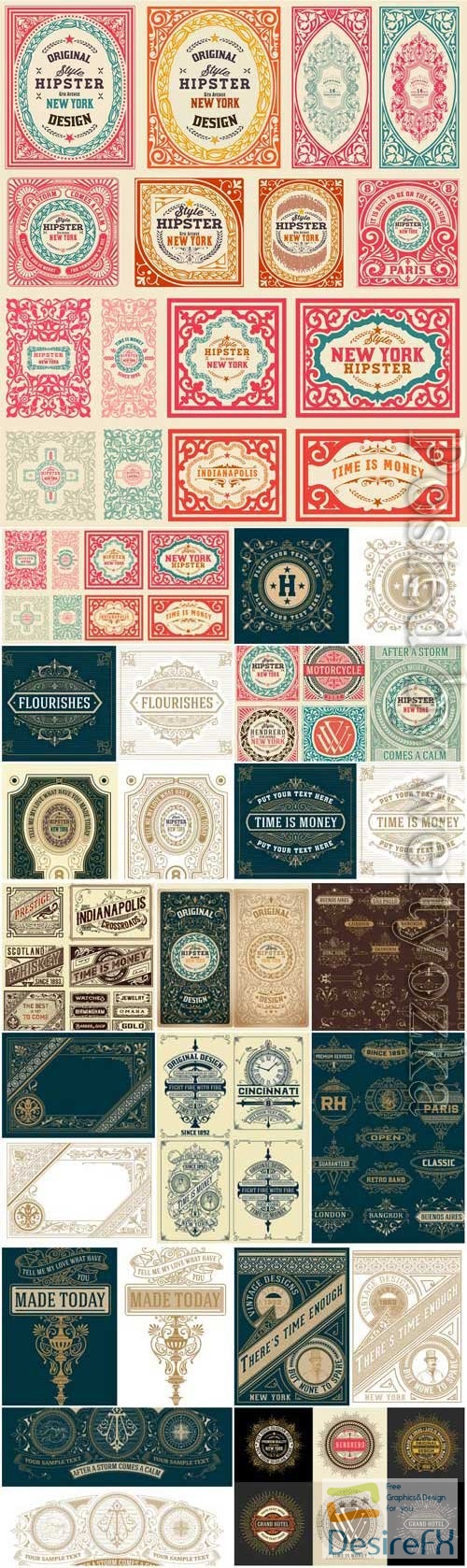 Retro labels and elements in vector