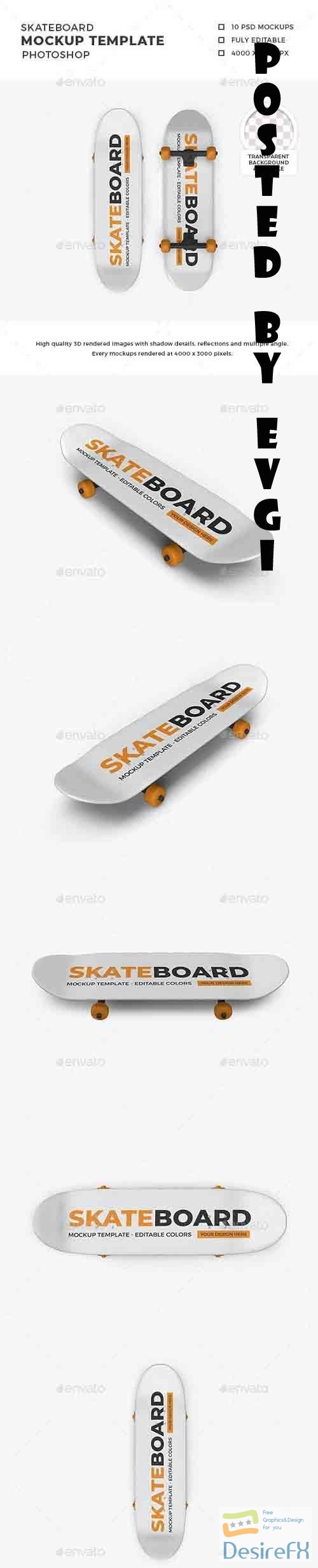 Skateboard Mockup Template Set - 32327519