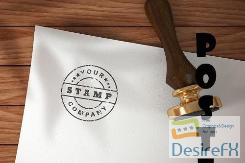 Stamp on paper - mockup template - 6120076