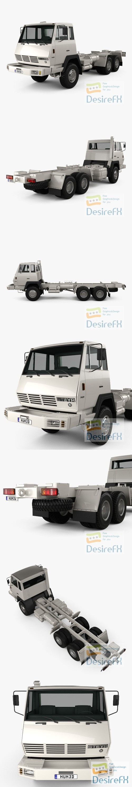 Steyr Plus 91 1491 Chassis Army Truck 1978 3D Model