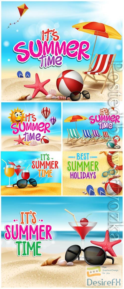 Summer backgrounds, sea and sand in vector