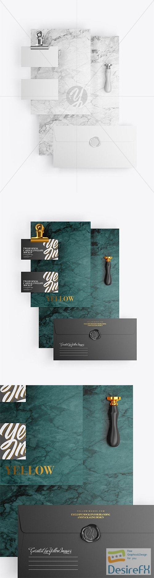 Two Business Cards & Envelope with Marble Mockup 82110 TIF
