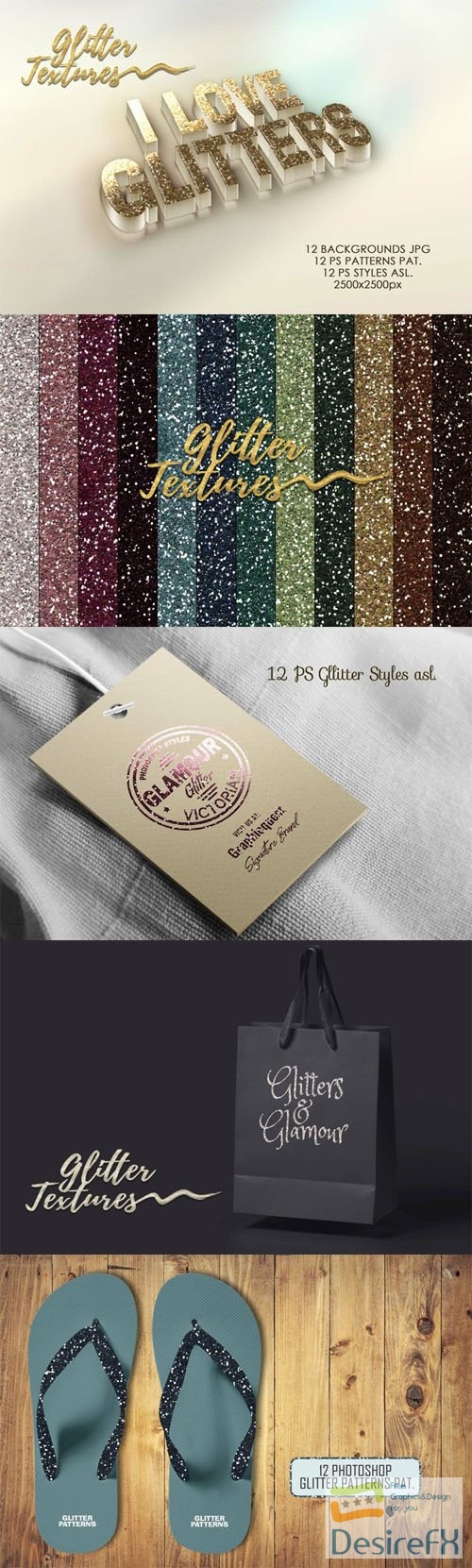 12 Glitter Textures Pack - Photoshop Styles &amp; Patterns