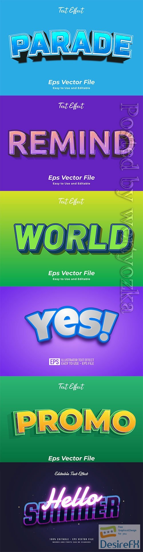 3d editable text style effect vector vol 510