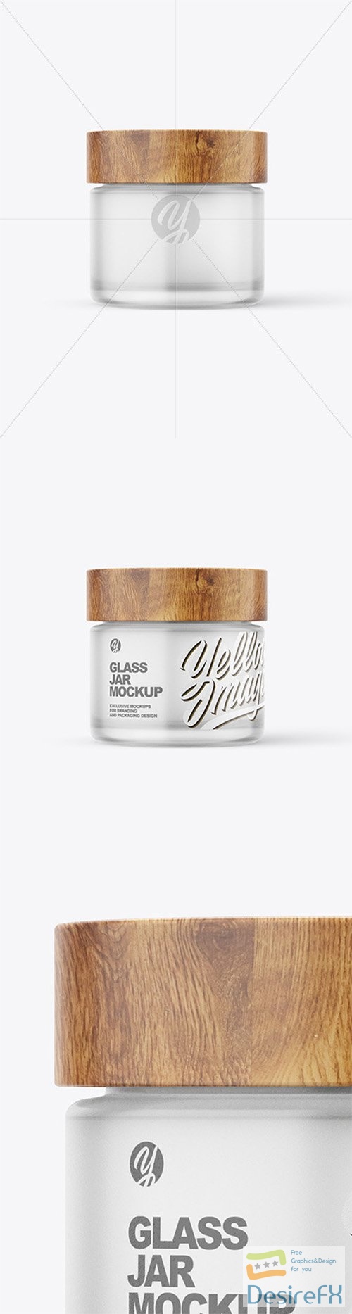 60ml Frosted Glass Jar W/ Wooden Lid Mockup 80171 TIF
