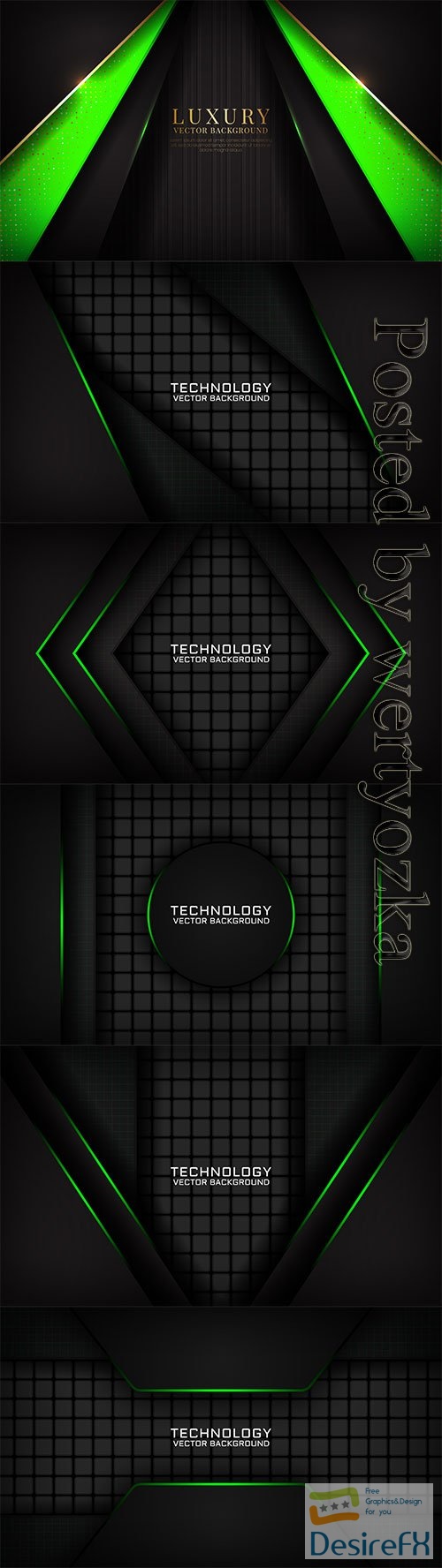 Abstract 3d black and green design technology background with light effect